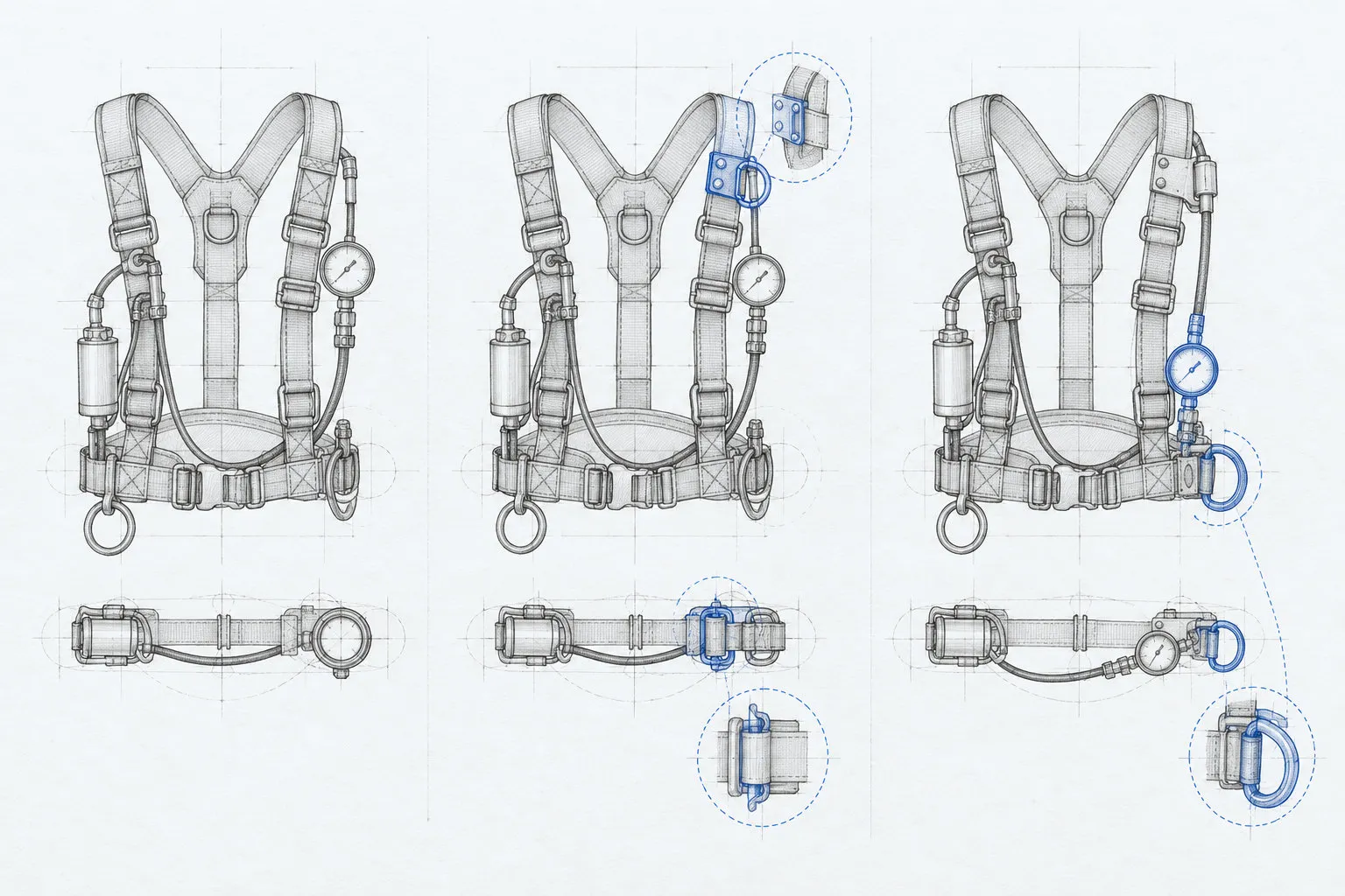 An exploded technical drawing for The Self-Evolving Harness